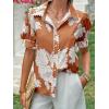 imageCicy Bell Womens Puff Sleeve Button Down Shirts Floral Print Summer Casual Tops Boho Loose Fit Collared BlouseBrown