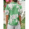 imageCicy Bell Womens Puff Sleeve Button Down Shirts Floral Print Summer Casual Tops Boho Loose Fit Collared BlouseGreen