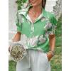 imageCicy Bell Womens Puff Sleeve Button Down Shirts Floral Print Summer Casual Tops Boho Loose Fit Collared BlouseGreen