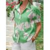 imageCicy Bell Womens Puff Sleeve Button Down Shirts Floral Print Summer Casual Tops Boho Loose Fit Collared BlouseGreen