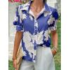 imageCicy Bell Womens Puff Sleeve Button Down Shirts Floral Print Summer Casual Tops Boho Loose Fit Collared BlouseNavy