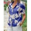 imageCicy Bell Womens Puff Sleeve Button Down Shirts Floral Print Summer Casual Tops Boho Loose Fit Collared BlouseNavy