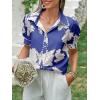 imageCicy Bell Womens Puff Sleeve Button Down Shirts Floral Print Summer Casual Tops Boho Loose Fit Collared BlouseNavy