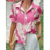 imageCicy Bell Womens Puff Sleeve Button Down Shirts Floral Print Summer Casual Tops Boho Loose Fit Collared BlousePink