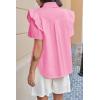 imageCicy Bell Womens Ruffle Button Down Shirts Dressy Casual Short Puff Sleeve Cotton Tops Summer Loose Fit V Neck BlousesPink