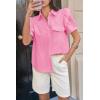 imageCicy Bell Womens Ruffle Button Down Shirts Dressy Casual Short Puff Sleeve Cotton Tops Summer Loose Fit V Neck BlousesPink