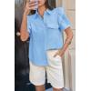imageCicy Bell Womens Ruffle Button Down Shirts Dressy Casual Short Puff Sleeve Cotton Tops Summer Loose Fit V Neck BlousesSky Blue