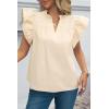 imageCicy Bell Womens Ruffle Cap Sleeve Blouses V Neck Dressy Casual Tops Summer Sleeveless Cotton ShirtsBeige