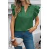 imageCicy Bell Womens Ruffle Cap Sleeve Blouses V Neck Dressy Casual Tops Summer Sleeveless Cotton ShirtsDeep Green