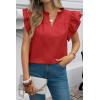 imageCicy Bell Womens Ruffle Cap Sleeve Blouses V Neck Dressy Casual Tops Summer Sleeveless Cotton ShirtsRed