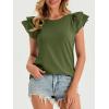 imageCicy Bell Womens Ruffle Cap Sleeve TShirts Dressy Casual Summer Lace Tank Tops Crewneck Cute Basic TeeArmy Green
