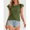 imageCicy Bell Womens Ruffle Cap Sleeve TShirts Dressy Casual Summer Lace Tank Tops Crewneck Cute Basic TeeArmy Green