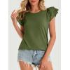 imageCicy Bell Womens Ruffle Cap Sleeve TShirts Dressy Casual Summer Lace Tank Tops Crewneck Cute Basic TeeArmy Green