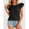 imageCicy Bell Womens Ruffle Cap Sleeve TShirts Dressy Casual Summer Lace Tank Tops Crewneck Cute Basic TeeBlack