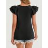 imageCicy Bell Womens Ruffle Cap Sleeve TShirts Dressy Casual Summer Lace Tank Tops Crewneck Cute Basic TeeBlack