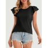 imageCicy Bell Womens Ruffle Cap Sleeve TShirts Dressy Casual Summer Lace Tank Tops Crewneck Cute Basic TeeBlack