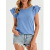 imageCicy Bell Womens Ruffle Cap Sleeve TShirts Dressy Casual Summer Lace Tank Tops Crewneck Cute Basic TeeBlue