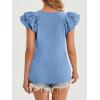 imageCicy Bell Womens Ruffle Cap Sleeve TShirts Dressy Casual Summer Lace Tank Tops Crewneck Cute Basic TeeBlue