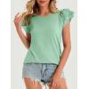 imageCicy Bell Womens Ruffle Cap Sleeve TShirts Dressy Casual Summer Lace Tank Tops Crewneck Cute Basic TeeGreen