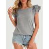 imageCicy Bell Womens Ruffle Cap Sleeve TShirts Dressy Casual Summer Lace Tank Tops Crewneck Cute Basic TeeGrey Marle