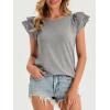 imageCicy Bell Womens Ruffle Cap Sleeve TShirts Dressy Casual Summer Lace Tank Tops Crewneck Cute Basic TeeGrey Marle