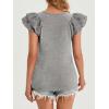 imageCicy Bell Womens Ruffle Cap Sleeve TShirts Dressy Casual Summer Lace Tank Tops Crewneck Cute Basic TeeGrey Marle