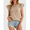 imageCicy Bell Womens Ruffle Cap Sleeve TShirts Dressy Casual Summer Lace Tank Tops Crewneck Cute Basic TeeKhaki
