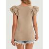 imageCicy Bell Womens Ruffle Cap Sleeve TShirts Dressy Casual Summer Lace Tank Tops Crewneck Cute Basic TeeKhaki