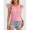 imageCicy Bell Womens Ruffle Cap Sleeve TShirts Dressy Casual Summer Lace Tank Tops Crewneck Cute Basic TeePink