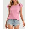 imageCicy Bell Womens Ruffle Cap Sleeve TShirts Dressy Casual Summer Lace Tank Tops Crewneck Cute Basic TeePink