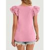 imageCicy Bell Womens Ruffle Cap Sleeve TShirts Dressy Casual Summer Lace Tank Tops Crewneck Cute Basic TeePink