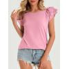 imageCicy Bell Womens Ruffle Cap Sleeve TShirts Dressy Casual Summer Lace Tank Tops Crewneck Cute Basic TeePink