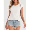 imageCicy Bell Womens Ruffle Cap Sleeve TShirts Dressy Casual Summer Lace Tank Tops Crewneck Cute Basic TeeWhite