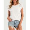 imageCicy Bell Womens Ruffle Cap Sleeve TShirts Dressy Casual Summer Lace Tank Tops Crewneck Cute Basic TeeWhite