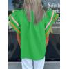 imageCicy Bell Womens Ruffle Cap Sleeve Tops Color Block V Neck Dressy Casual Blouses Summer Pleated Loose Fit ShirtsGreen