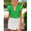 imageCicy Bell Womens Ruffle Cap Sleeve Tops Color Block V Neck Dressy Casual Blouses Summer Pleated Loose Fit ShirtsGreen