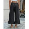 imageCicy Bell Womens Ruffle Wide Leg Jeans Cropped Elastic High Waisted Baggy Denim Pants with PocketsBlack