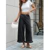 imageCicy Bell Womens Ruffle Wide Leg Jeans Cropped Elastic High Waisted Baggy Denim Pants with PocketsBlack