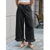 imageCicy Bell Womens Ruffle Wide Leg Jeans Cropped Elastic High Waisted Baggy Denim Pants with PocketsBlack