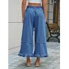 imageCicy Bell Womens Ruffle Wide Leg Jeans Cropped Elastic High Waisted Baggy Denim Pants with PocketsBlue