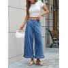 imageCicy Bell Womens Ruffle Wide Leg Jeans Cropped Elastic High Waisted Baggy Denim Pants with PocketsBlue