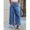 imageCicy Bell Womens Ruffle Wide Leg Jeans Cropped Elastic High Waisted Baggy Denim Pants with PocketsBlue