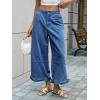 imageCicy Bell Womens Ruffle Wide Leg Jeans Cropped Elastic High Waisted Baggy Denim Pants with PocketsBlue