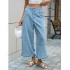 imageCicy Bell Womens Ruffle Wide Leg Jeans Cropped Elastic High Waisted Baggy Denim Pants with PocketsLight Blue