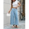 imageCicy Bell Womens Ruffle Wide Leg Jeans Cropped Elastic High Waisted Baggy Denim Pants with PocketsLight Blue