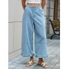 imageCicy Bell Womens Ruffle Wide Leg Jeans Cropped Elastic High Waisted Baggy Denim Pants with PocketsLight Blue