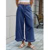 imageCicy Bell Womens Ruffle Wide Leg Jeans Cropped Elastic High Waisted Baggy Denim Pants with PocketsNavy