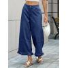 imageCicy Bell Womens Ruffle Wide Leg Jeans Cropped Elastic High Waisted Baggy Denim Pants with PocketsNavy