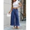 imageCicy Bell Womens Ruffle Wide Leg Jeans Cropped Elastic High Waisted Baggy Denim Pants with PocketsNavy