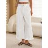 imageCicy Bell Womens Ruffle Wide Leg Jeans Cropped Elastic High Waisted Baggy Denim Pants with PocketsWhite